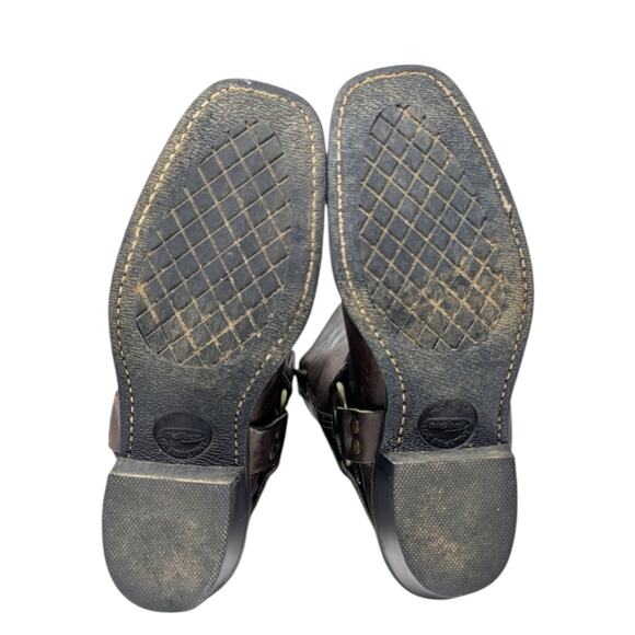 FRYE 12R Harness Square Toe Leather Dark Brown Boots Size 8.5 - Picture 6 of 7